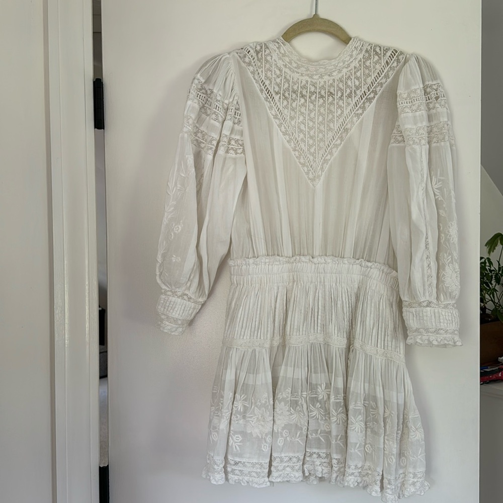 White cotton and lace LoveShackFancy dress, size small.